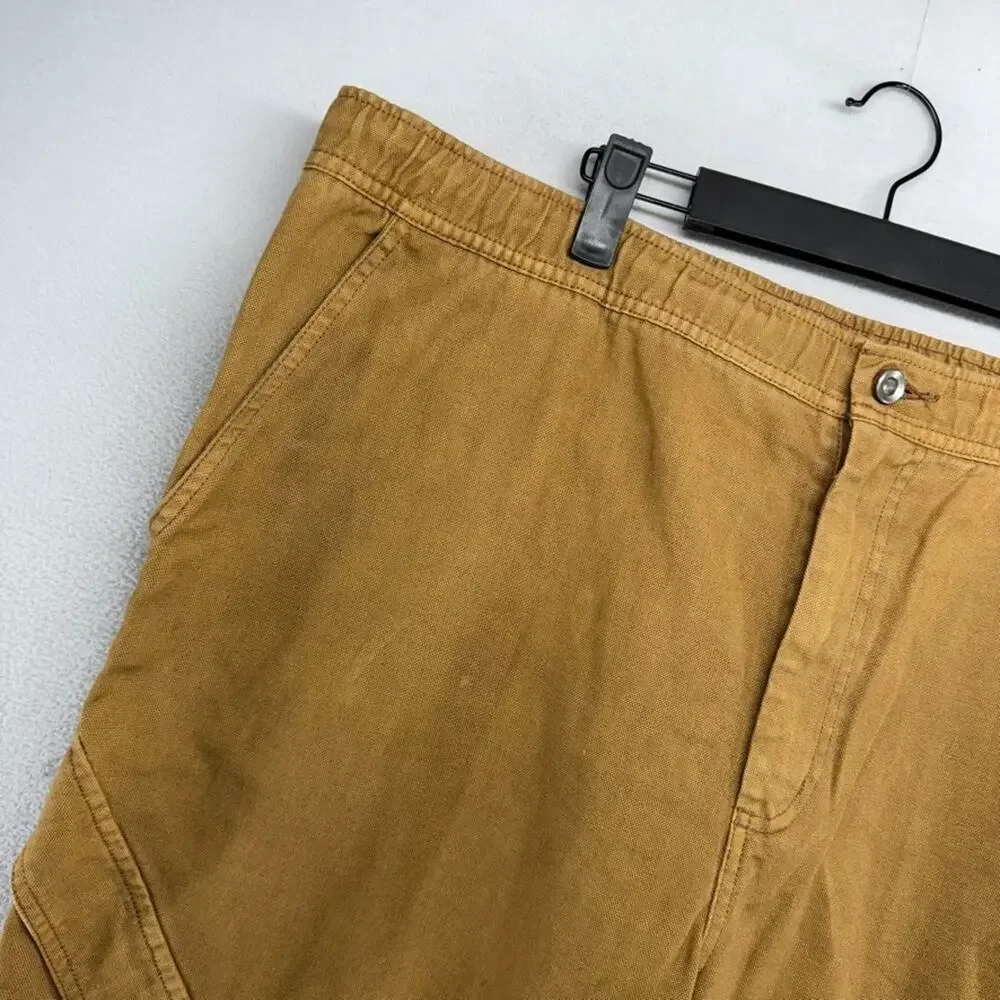 Jordan Pants Men's 2XL Brown Canvas Cargo Washed Chicago Elastic Waist Faded